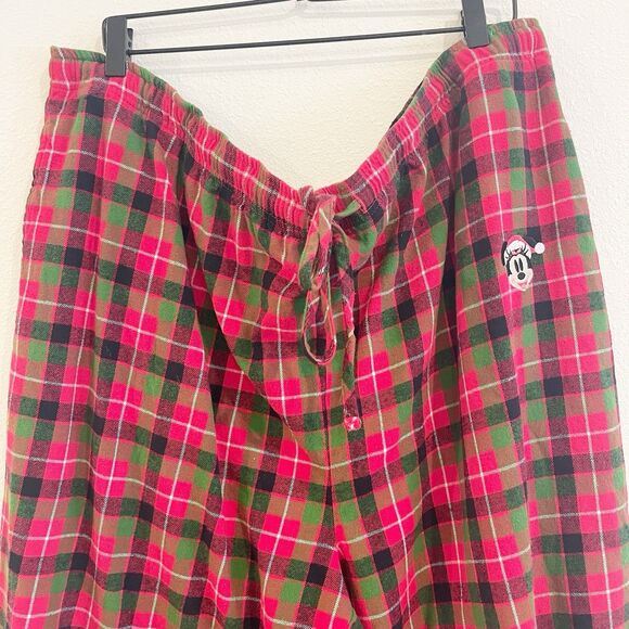 Disney Store Women Pajama Bottoms 3X Plaid Flann Red Holiday Minnie Mouse - Picture 2 of 10